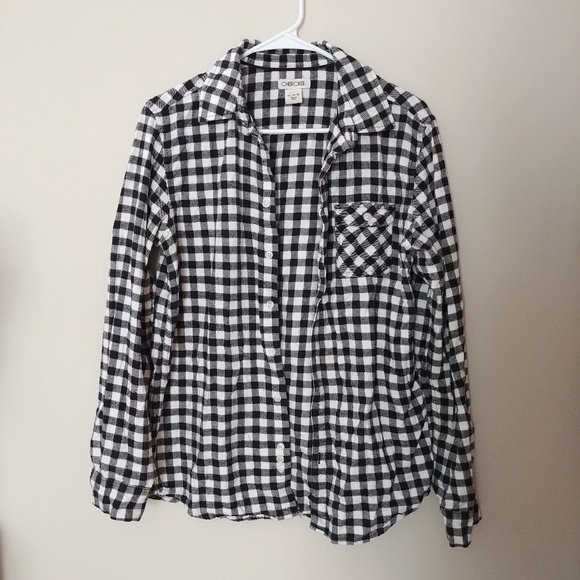 Cherokee Black and White Checkered Flannel Shirt - Picture 2 of 4